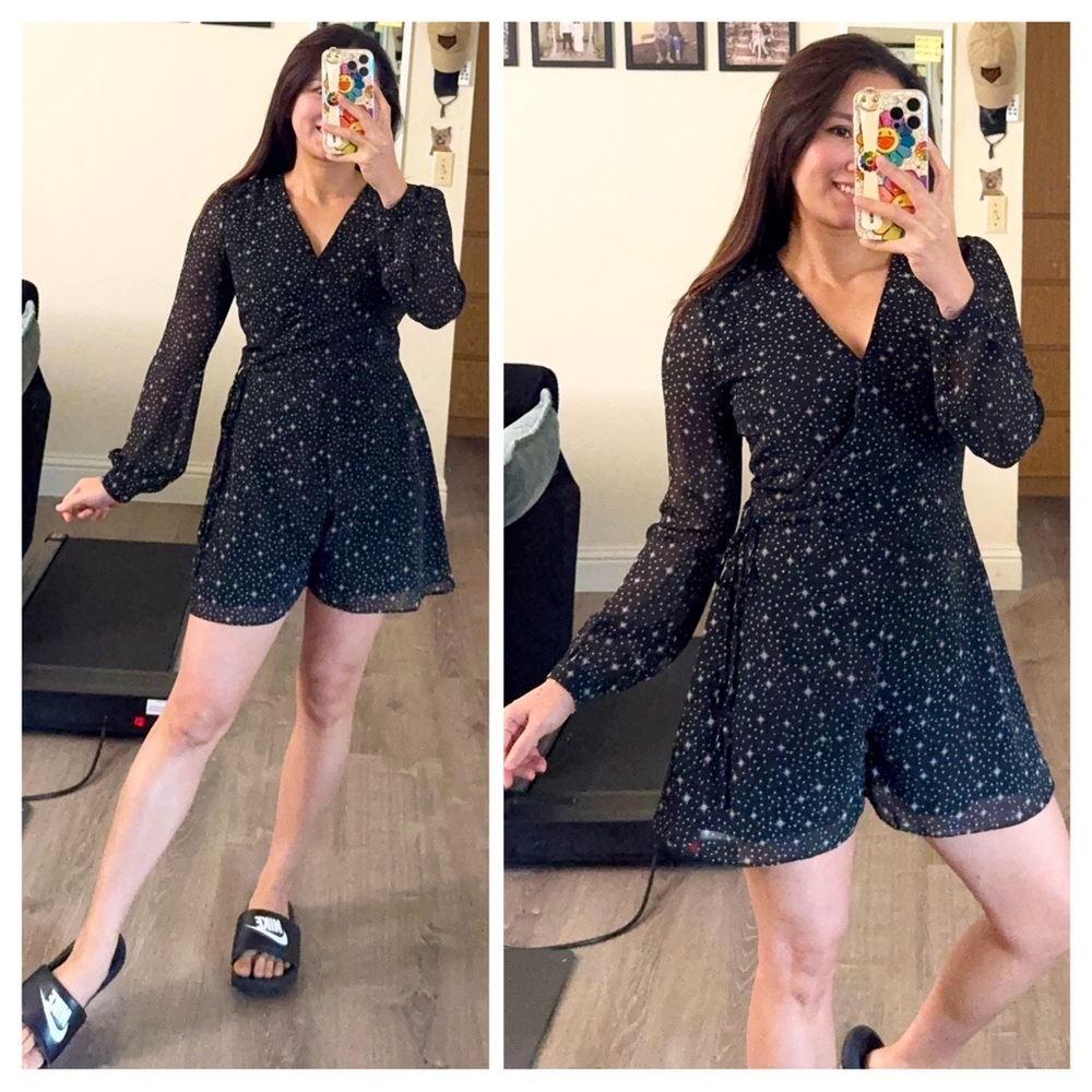 Pomelo Black Star Print Romper